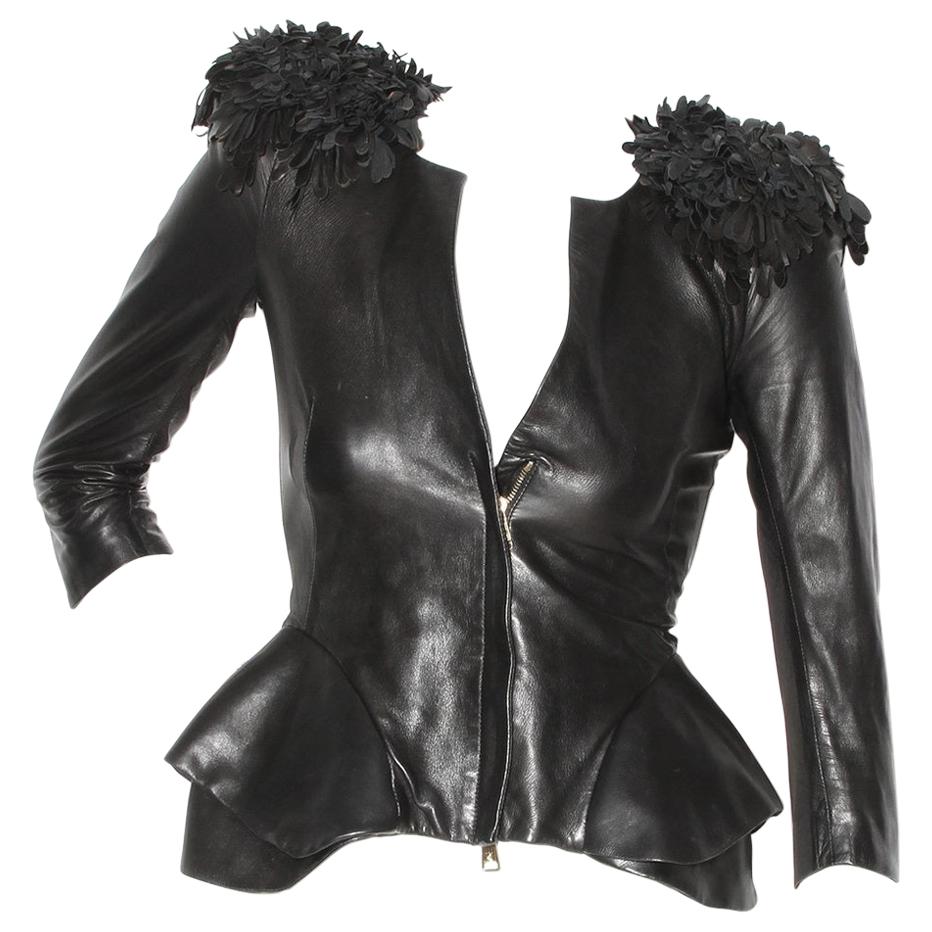 Alexander McQueen Fringe Shoulder Leather Jacket