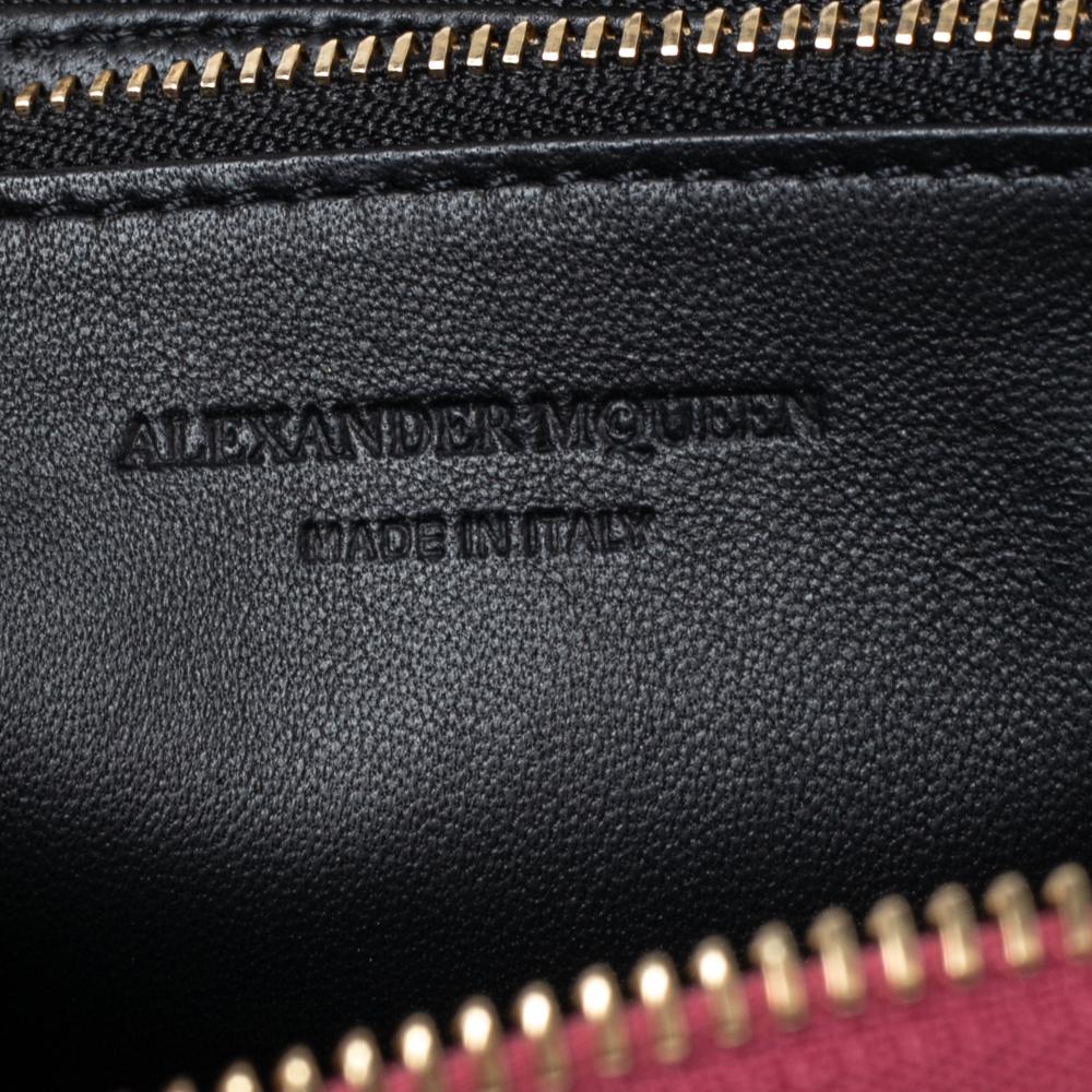 Alexander McQueen Fuchsia Leather Skull Zip Around Wallet 3