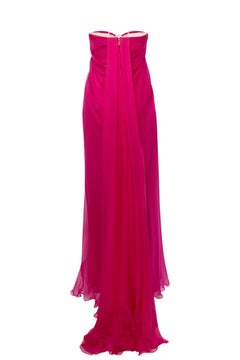 Alexander Mcqueen fushia silk chiffon dress circa 2008