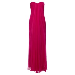Alexander Mcqueen fushia silk chiffon dress circa 2008