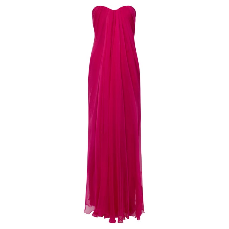 alexander mcqueen hot pink dress fushia silk chiffon circa 2008 250506