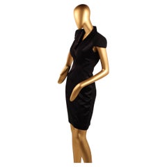 Alexander McQueen FW 09 Black Satin Tuxedo Dress IT 40 Rare Archival Lee McQueen