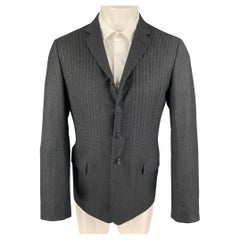 ALEXANDER MCQUEEN FW 09 Size 40 Charcoal Quilted Wool Notch Lapel Sport Coat