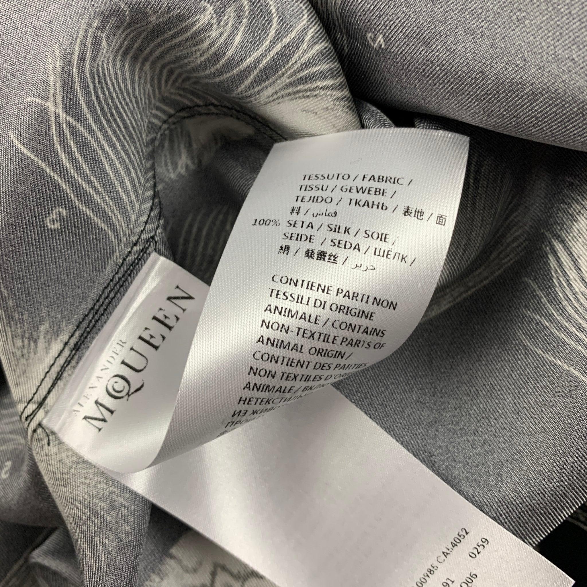 ALEXANDER MCQUEEN Herbst/Winter 17 Größe XL Weißes langärmeliges Seidenhemd mit Knopfleiste und Knopfleiste Herren