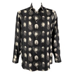 ALEXANDER MCQUEEN Herbst/Winter 17 Größe XL Weißes langärmeliges Seidenhemd mit Knopfleiste und Knopfleiste