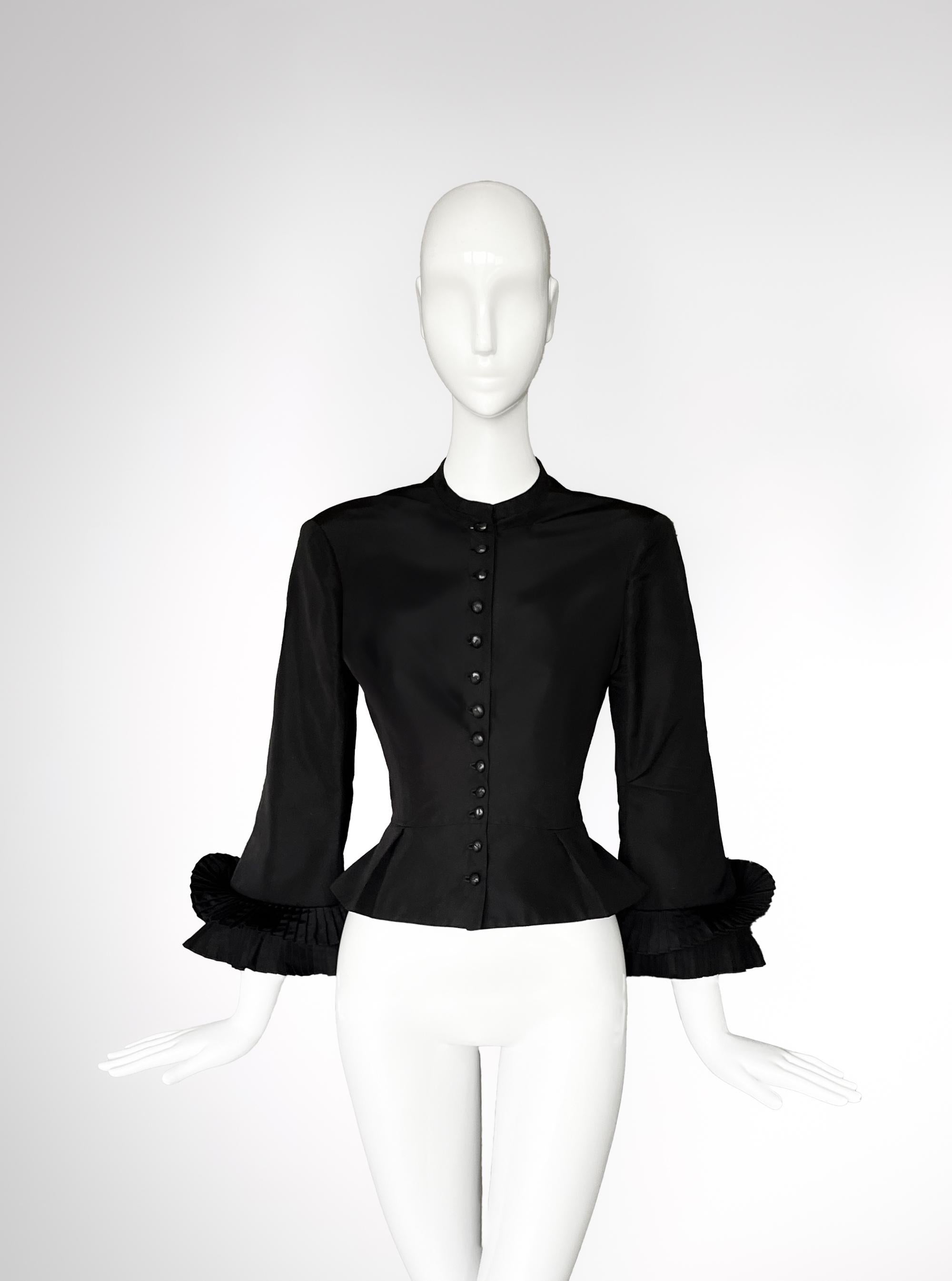 Women's Alexander McQueen FW 2002 Black Silk Blouse Top Jacket For Sale
