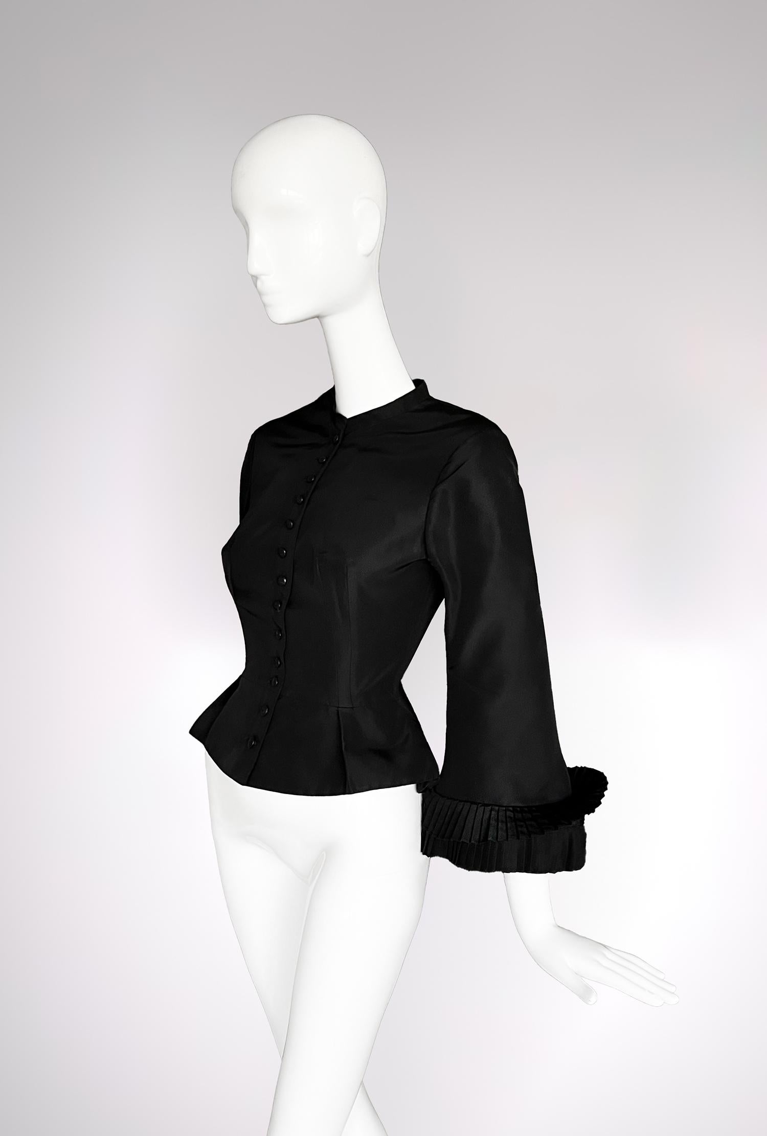 Alexander McQueen FW 2002 Black Silk Blouse Top Jacket For Sale 6