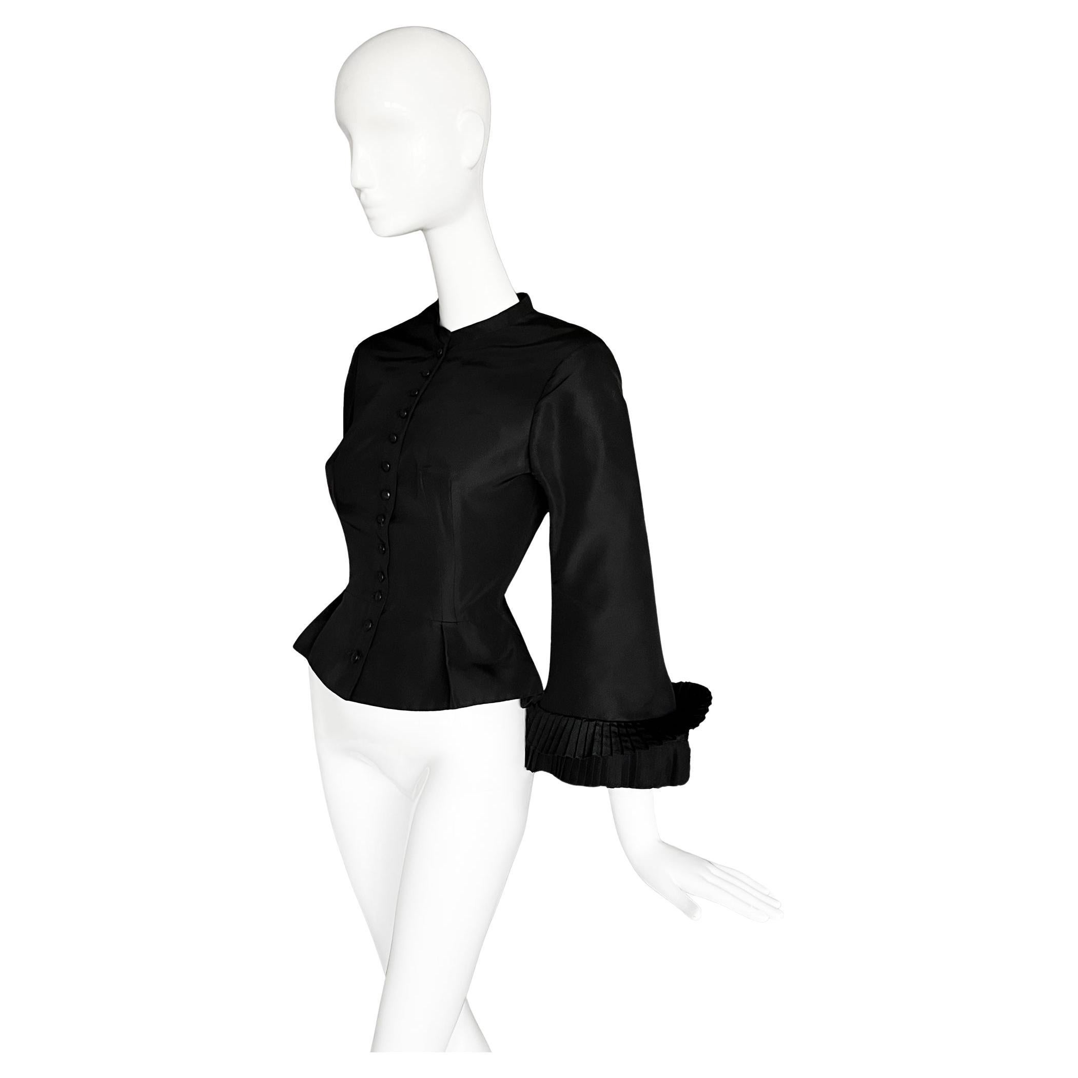 Alexander McQueen FW 2002 Black Silk Blouse Top Jacket For Sale