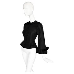Alexander McQueen FW 2002 Black Silk Blouse Top Jacket