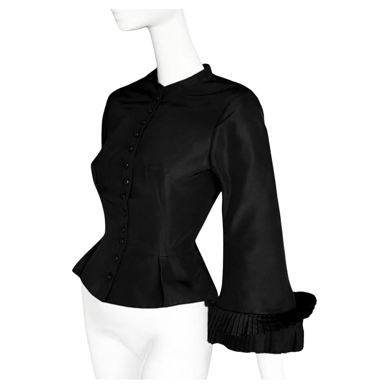 Alexander McQueen AI 2002 Camicetta nera in seta Top Giacca in vendita