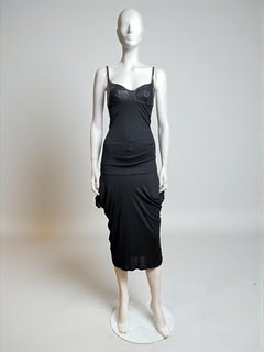 Alexander McQueen F/W 2003 Black Draped Leather-Cup Dress