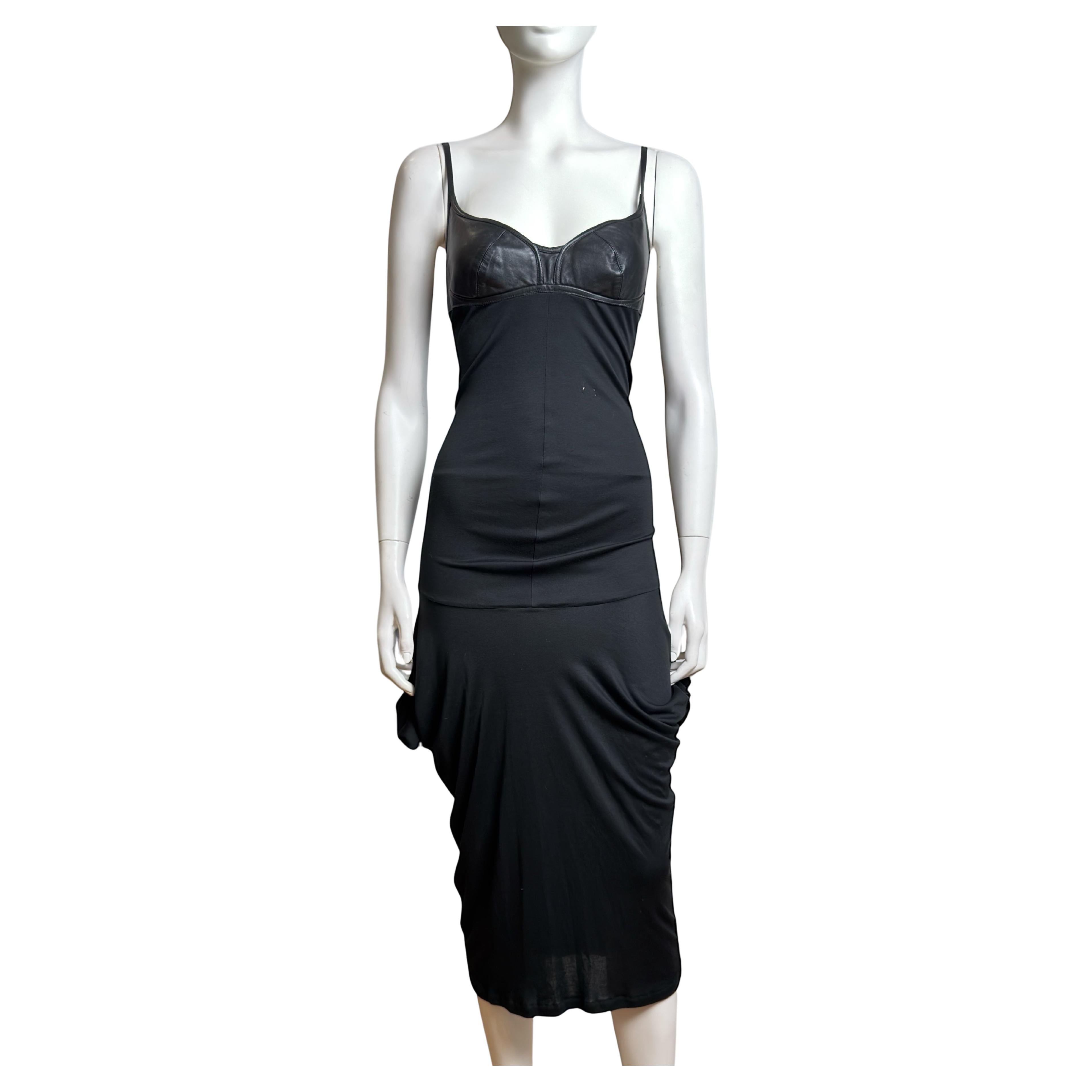 Alexander McQueen F/W 2003 Black Draped Leather-Cup Dress