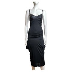 Alexander McQueen F/W 2003 Black Draped Leather-Cup Dress
