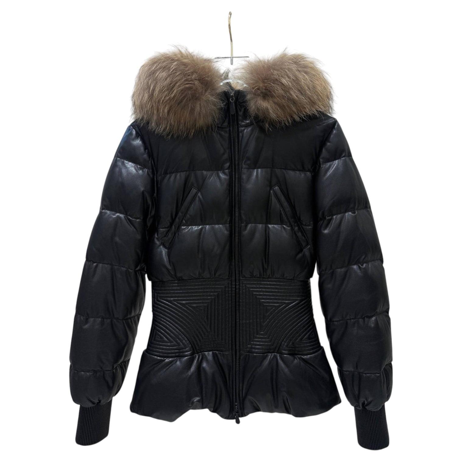Alexander McQueen FW 2007 Black Leather Corset Puffer Jacket Sz. 40
