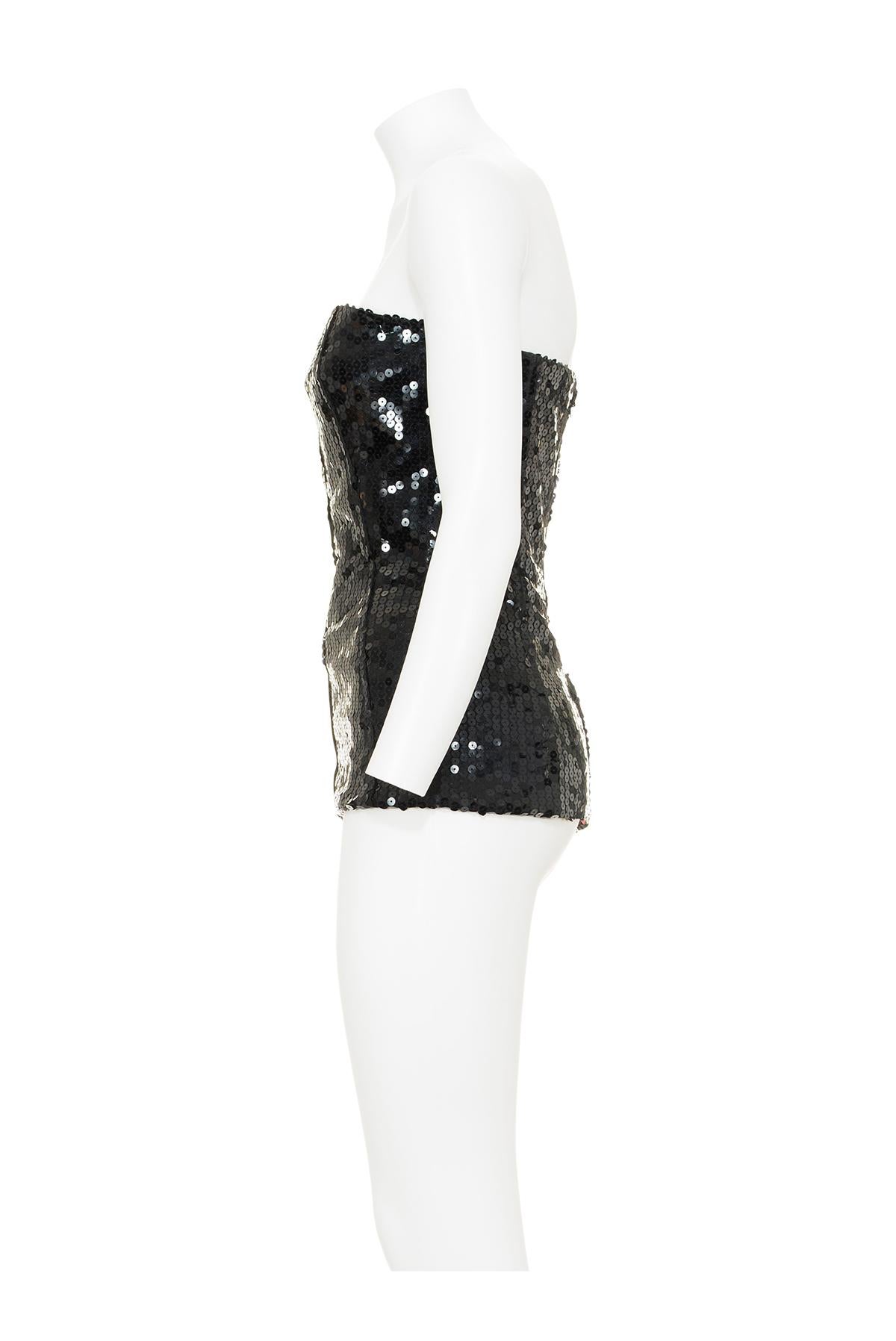 Iconic strapless black sequins bustier top from the 1998 Fall Winter 