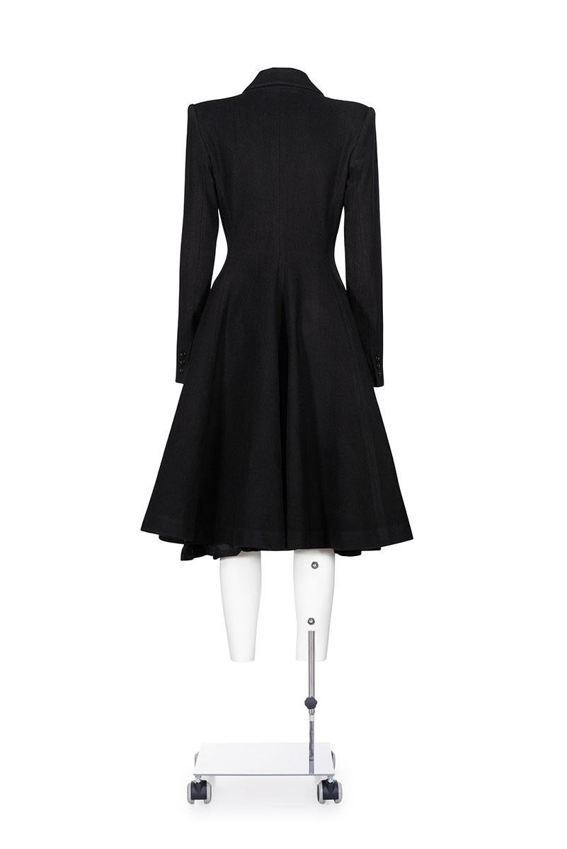 Black ALEXANDER MCQUEEN FW 99 Iconic and Rare Flared Coat with Crinoline
