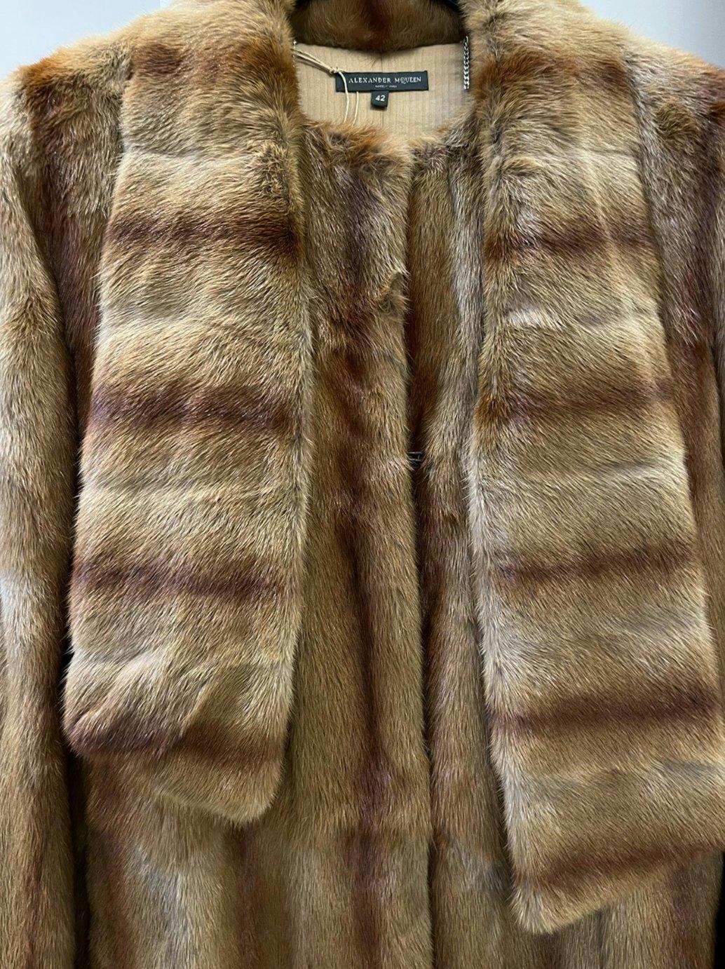 Alexander McQueen F/W 2005 Fur Shawl Coat For Sale 9