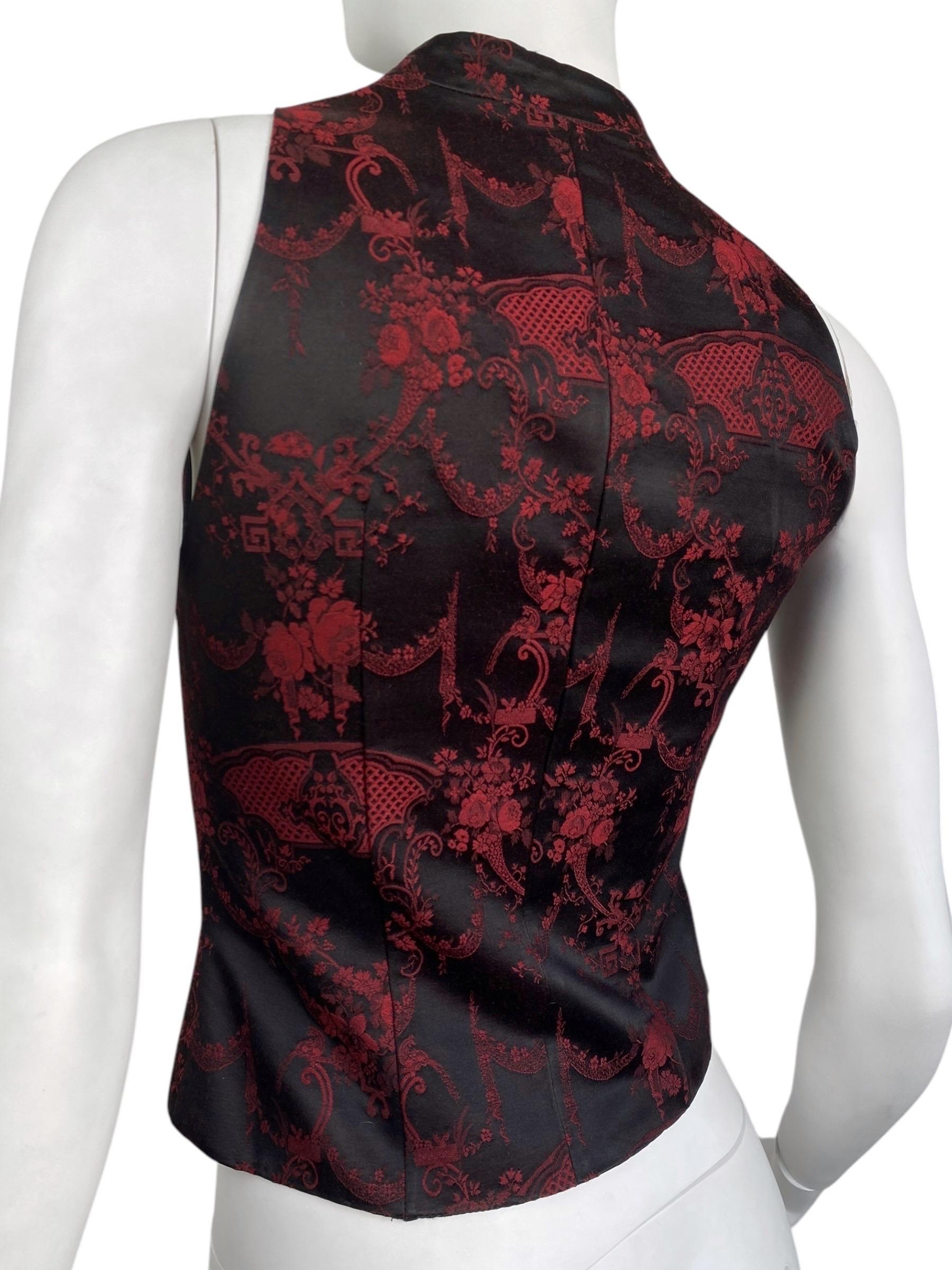 ALEXANDER MCQUEEN fw1998 «JOAN» BLACK & RED JACQUARD FLORAL WAISTCOAT 3