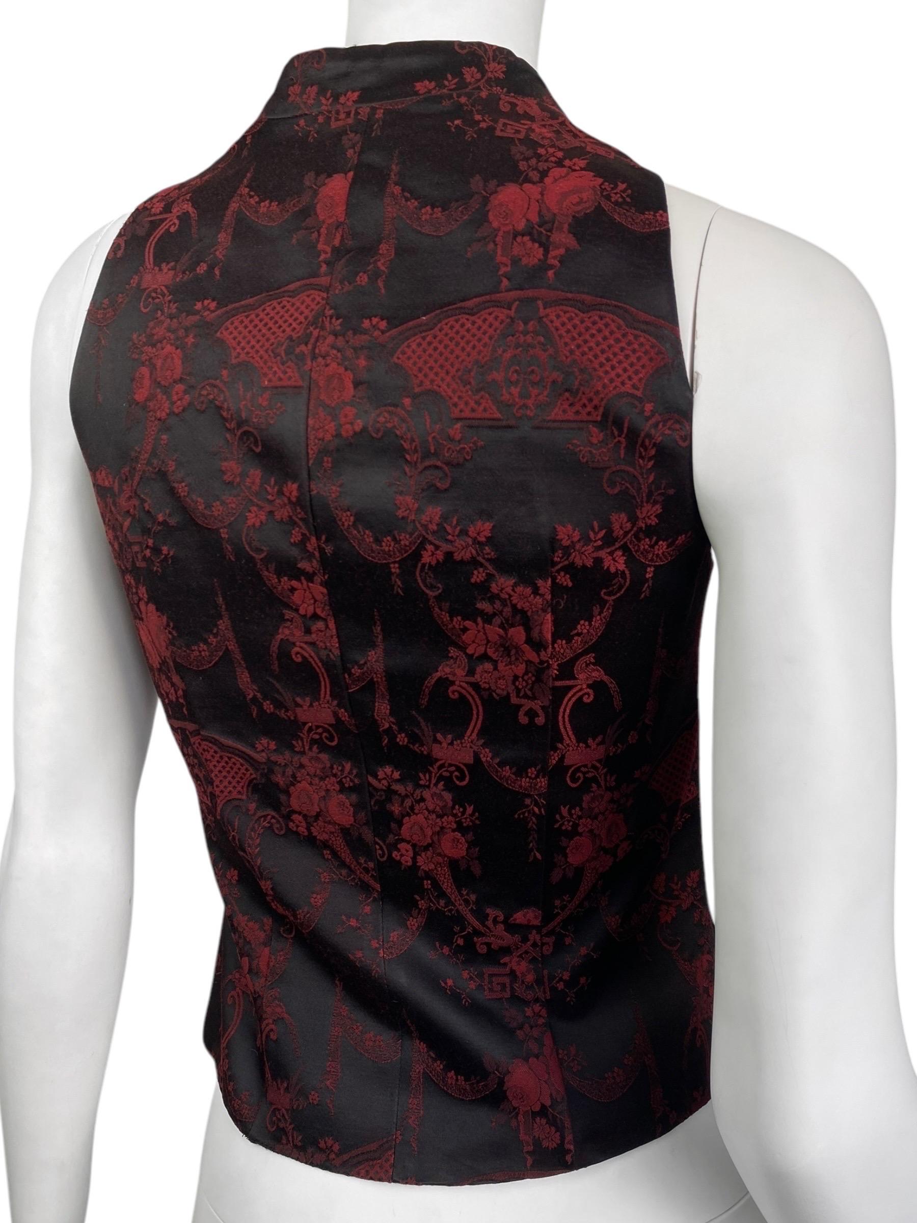 ALEXANDER MCQUEEN fw1998 «JOAN» BLACK & RED JACQUARD FLORAL WAISTCOAT 4
