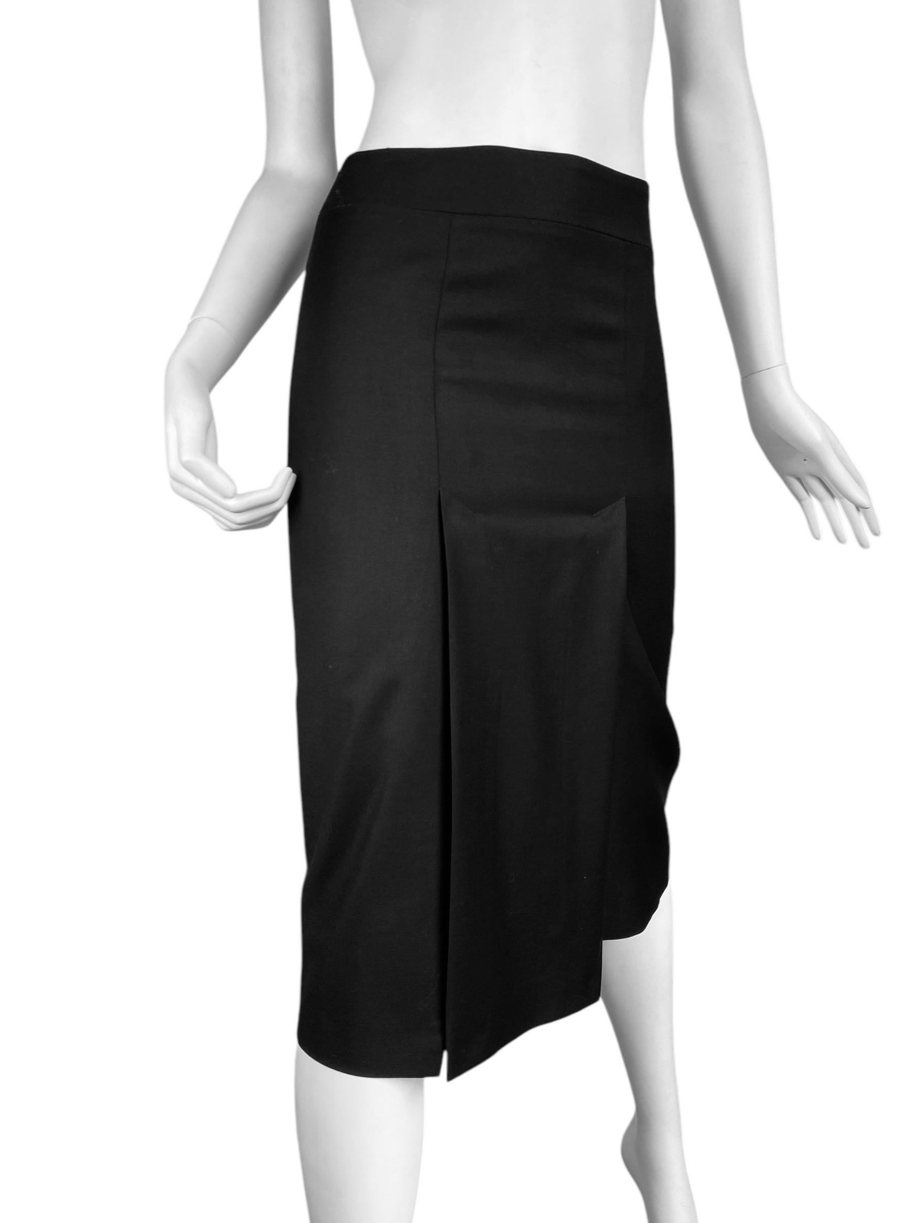 Black ALEXANDER MCQUEEN fw1999 «THE OVERLOOK» BLACK WOOL DOUBLE SLIT MIDI SKIRT