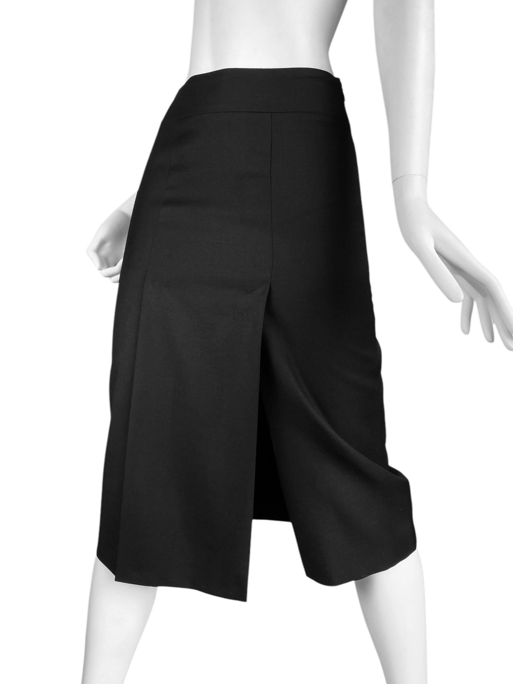 ALEXANDER MCQUEEN fw1999 «THE OVERLOOK» BLACK WOOL DOUBLE SLIT MIDI SKIRT In Excellent Condition In PARIS, FR
