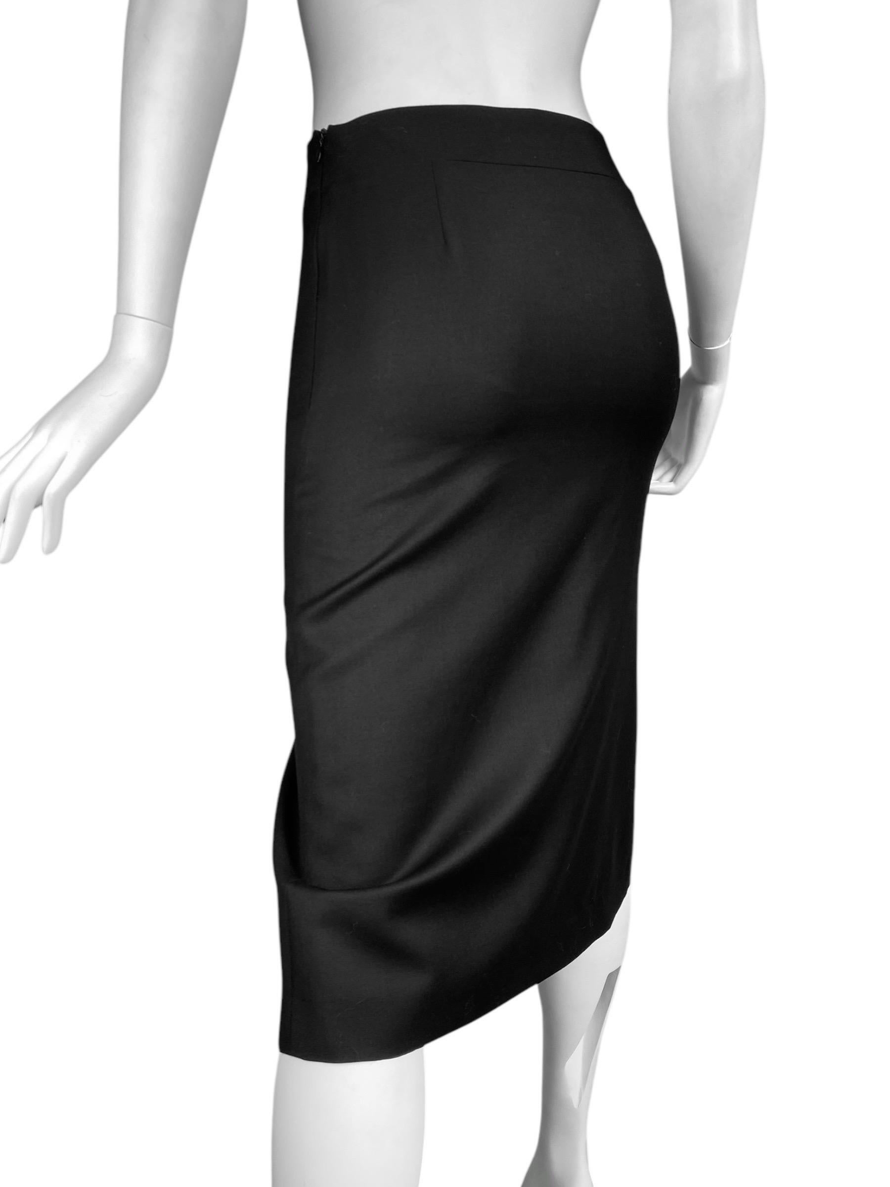 ALEXANDER MCQUEEN fw1999 «THE OVERLOOK» BLACK WOOL DOUBLE SLIT MIDI SKIRT 1