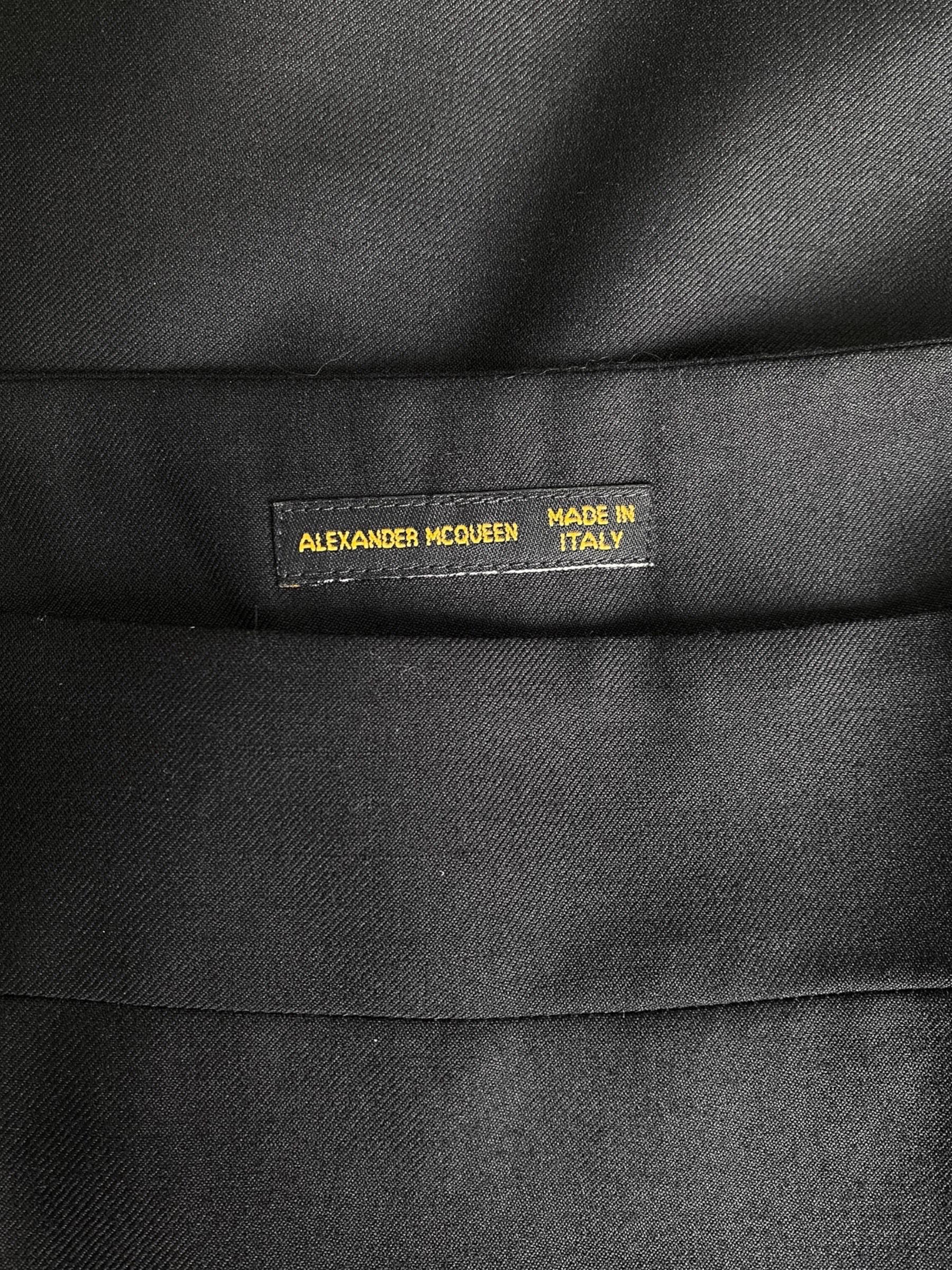 ALEXANDER MCQUEEN fw1999 «THE OVERLOOK» BLACK WOOL DOUBLE SLIT MIDI SKIRT 2