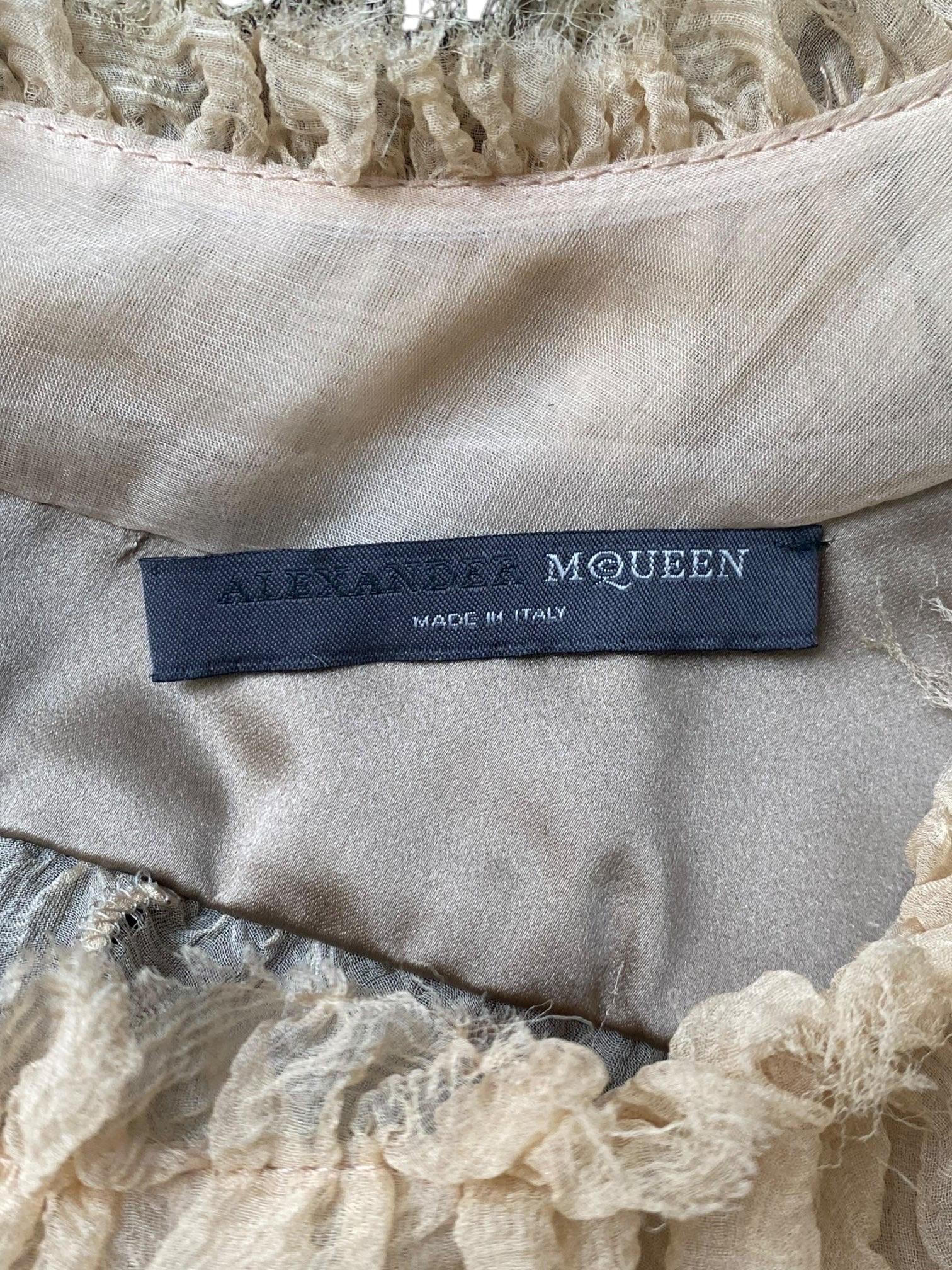 ALEXANDER MCQUEEN fw2002 « SUPERCALIFRAGILISTIC » BEIGE LACE CORSET MIDI DRESS 12