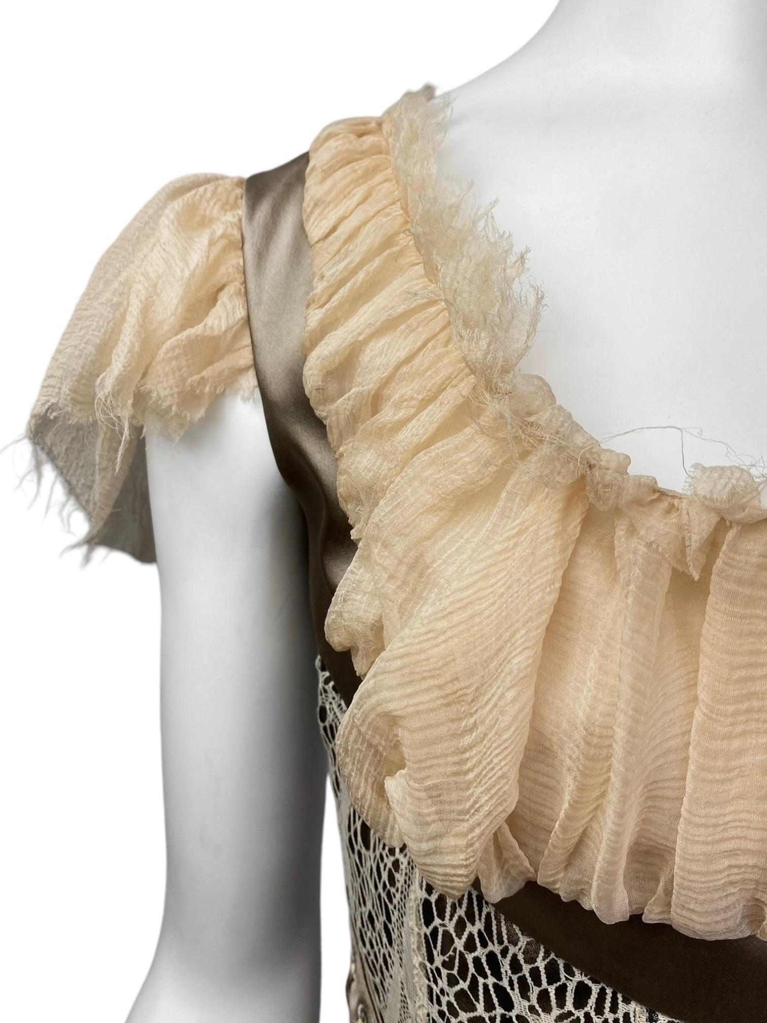 ALEXANDER MCQUEEN fw2002 « SUPERCALIFRAGILISTIC » BEIGE LACE CORSET MIDI DRESS 2