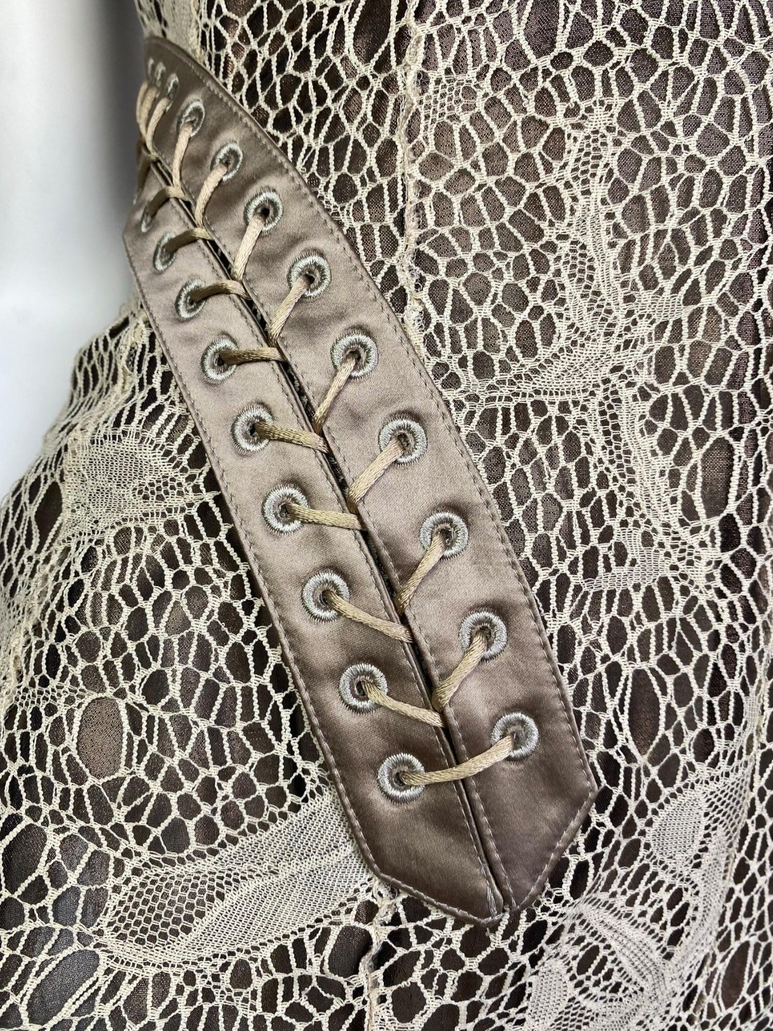ALEXANDER MCQUEEN fw2002 « SUPERCALIFRAGILISTIC » BEIGE LACE CORSET MIDI DRESS 4
