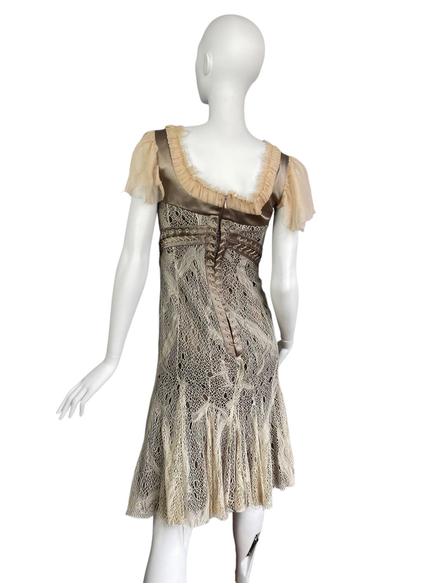 ALEXANDER MCQUEEN fw2002 « SUPERCALIFRAGILISTIC » BEIGE LACE CORSET MIDI DRESS 5