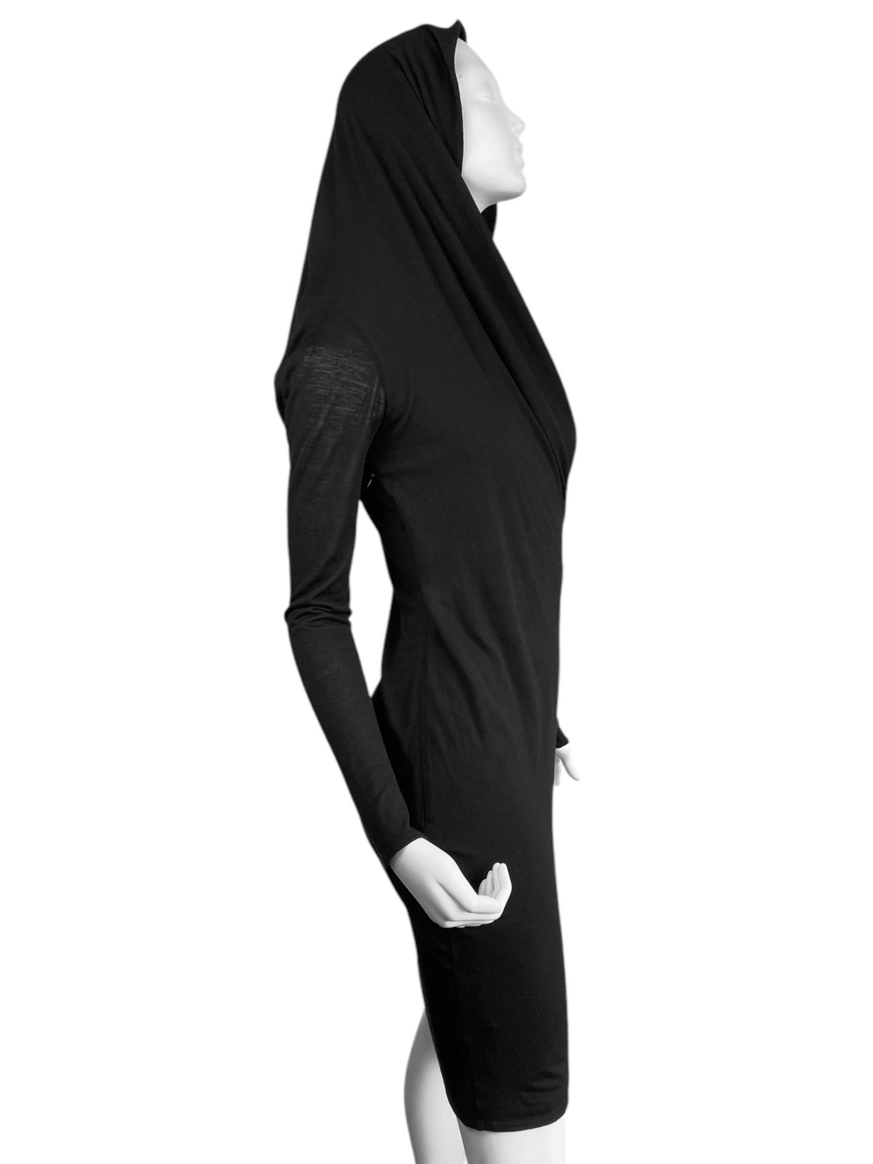 Black ALEXANDER MCQUEEN fw2008 «THE GIRL WHO LIVED IN A TREE» BLACK HOODED DRESS