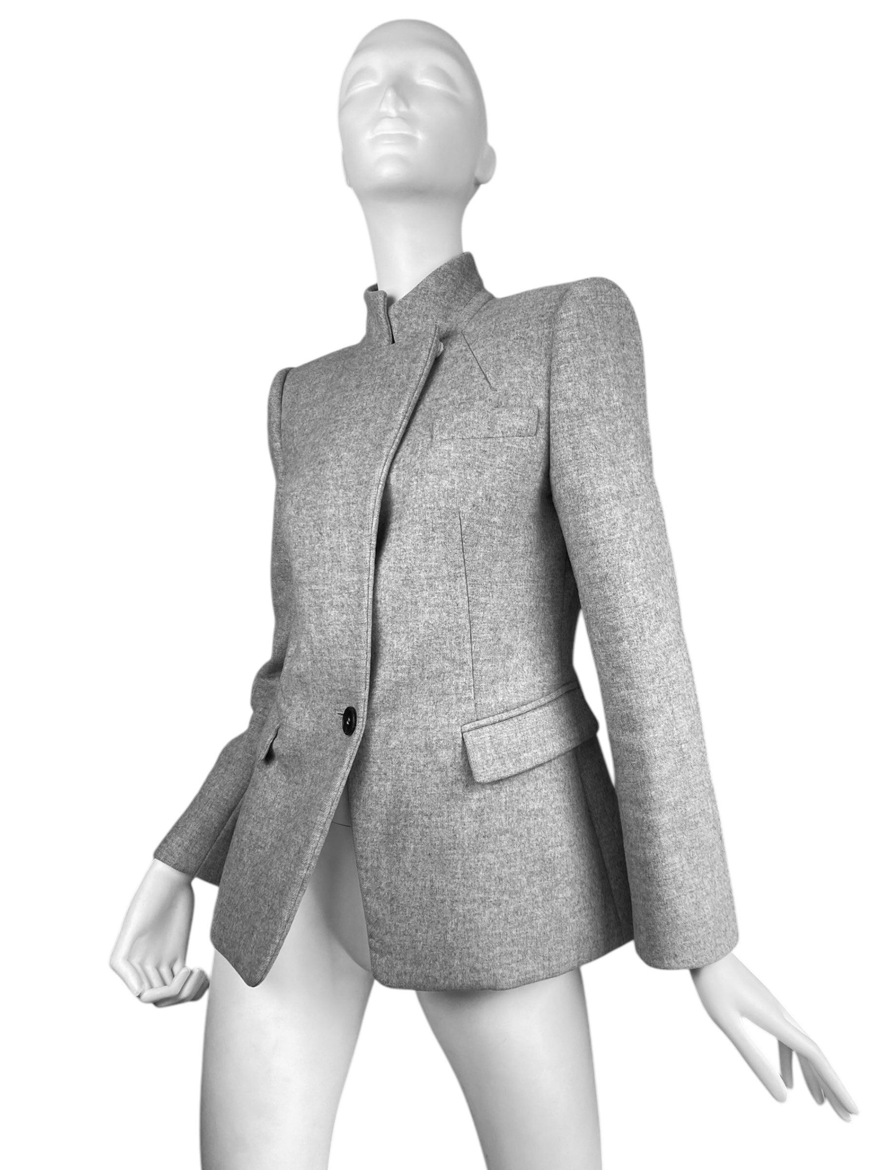 Gray ALEXANDER MCQUEEN fw2017 BY SARAH BURTON GREY WOOL BLAZER For Sale