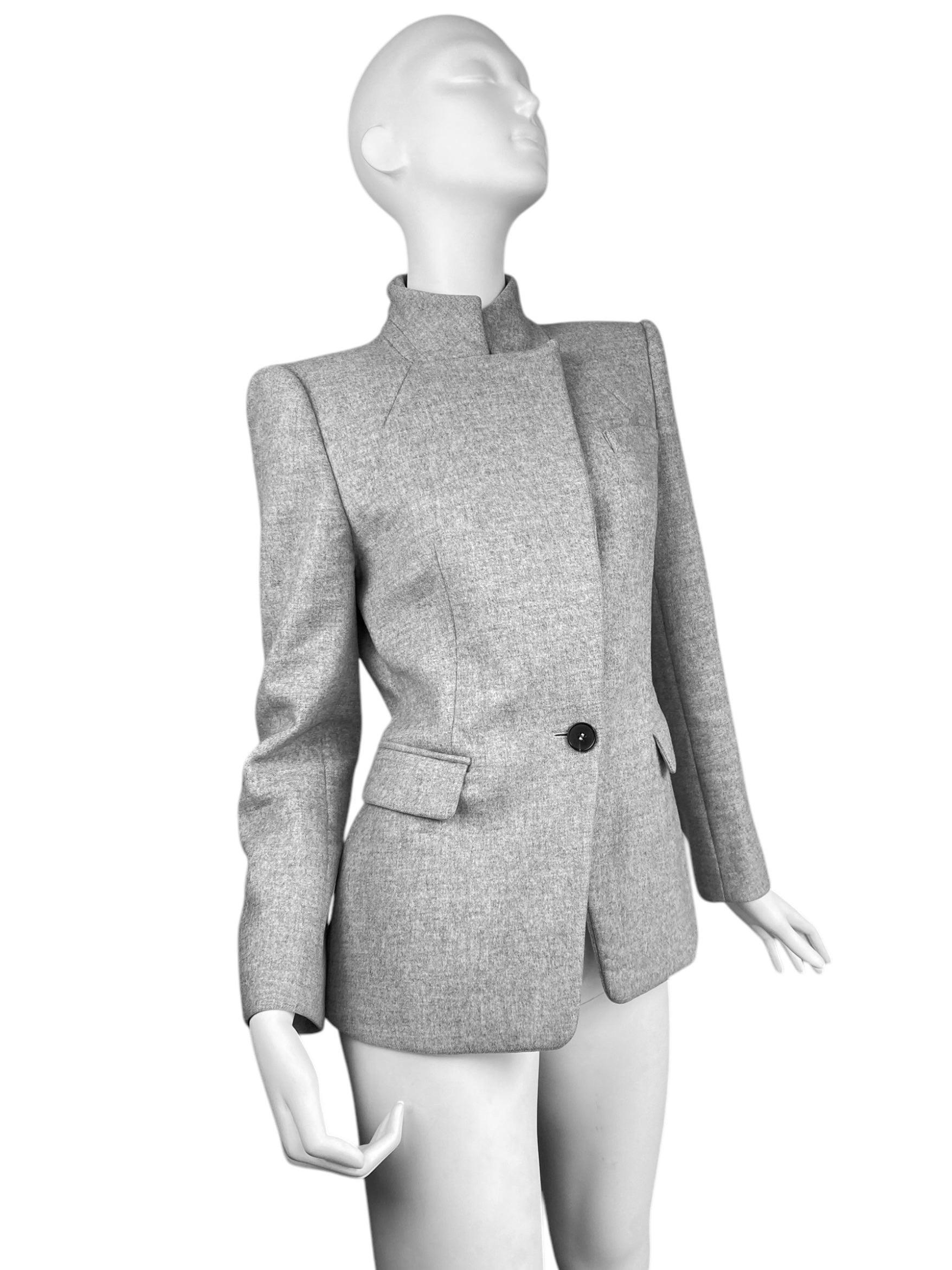 ALEXANDER MCQUEEN fw2017 BY SARAH BURTON GREY WOOL BLAZER In Good Condition For Sale In PARIS, FR