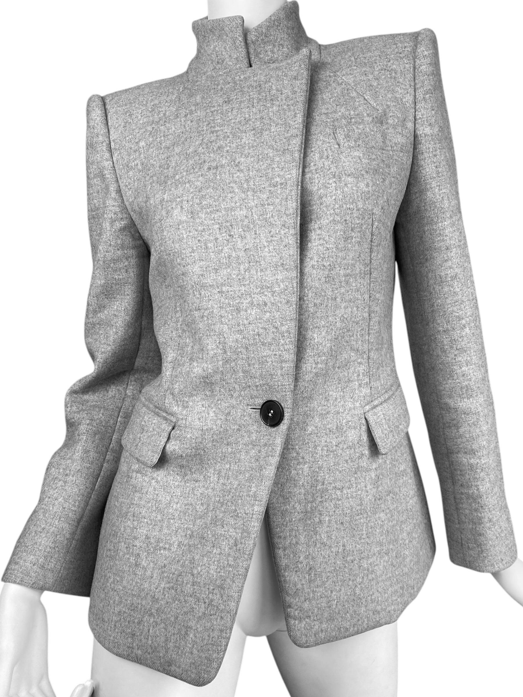 Women's ALEXANDER MCQUEEN fw2017 BY SARAH BURTON GREY WOOL BLAZER For Sale