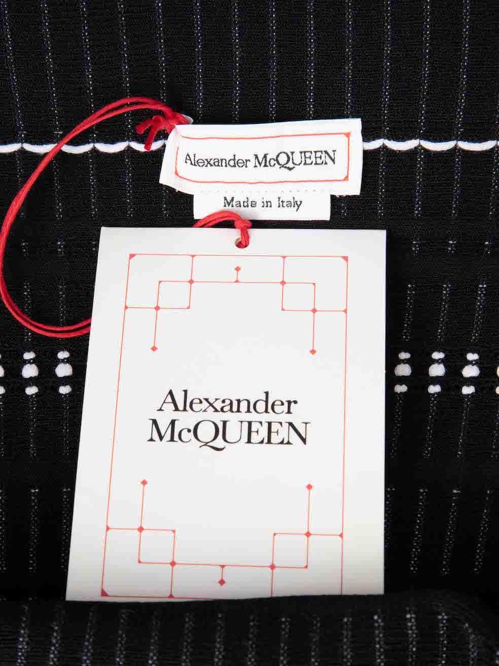 Alexander McQueen FW23 Black Striped Off Shoulder Bodycon Mini Dress Size S For Sale 4