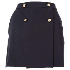 Alexander McQueen FW23 Navy Wool Buttoned Mini Skirt Size M