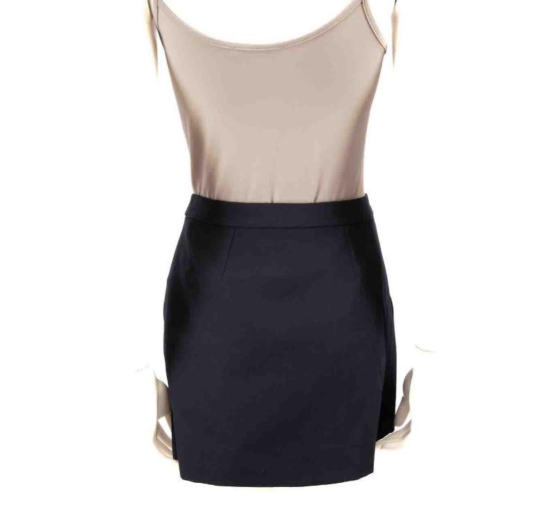 Black Alexander McQueen FW23 Navy Wool Buttoned Mini Skirt Size S