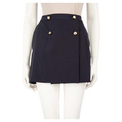 Alexander McQueen FW23 Navy Wool Buttoned Mini Skirt Size S