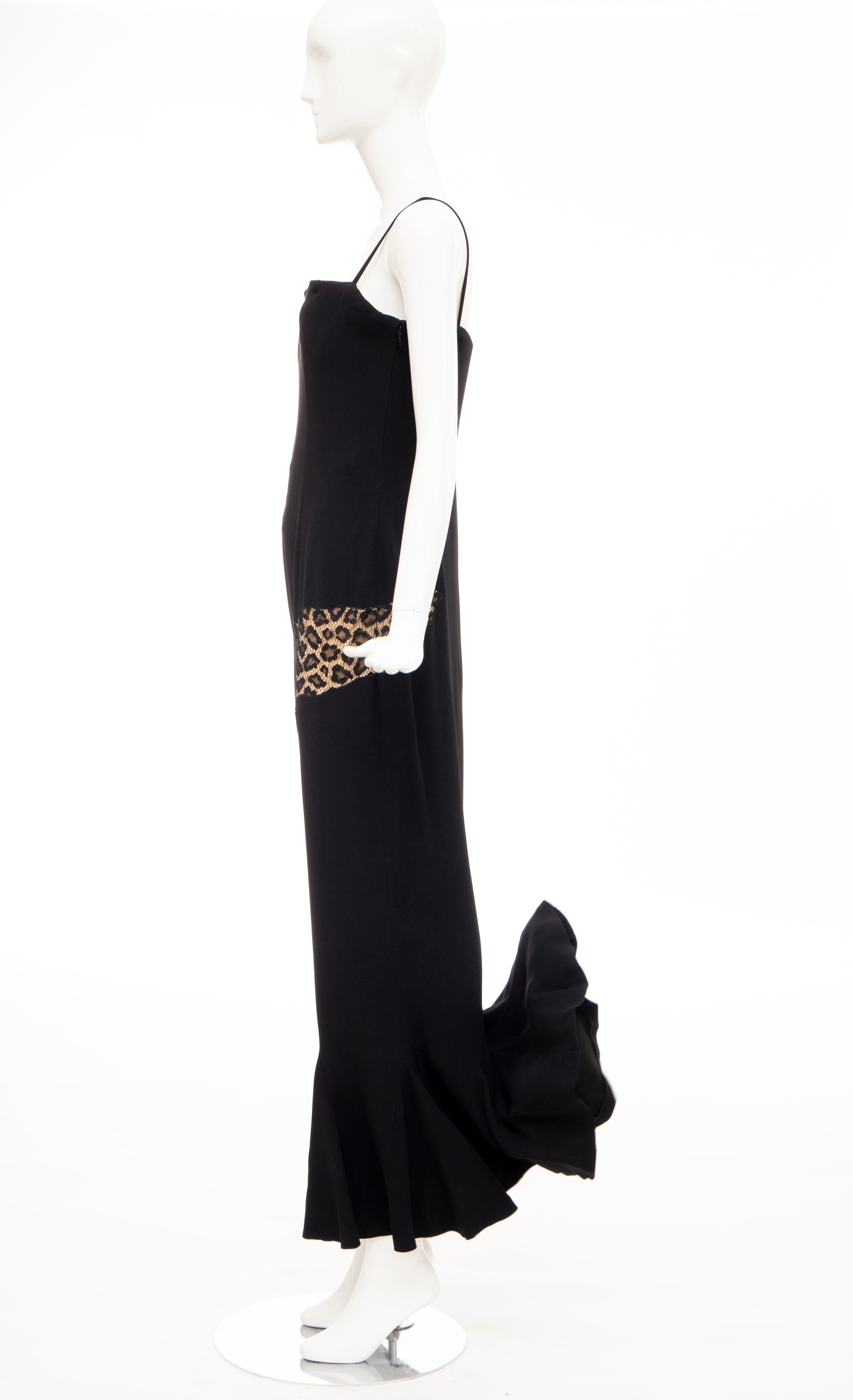 Alexander McQueen Givenchy Couture Black Leopard Lace Evening Dress, Fall 1997 For Sale 4