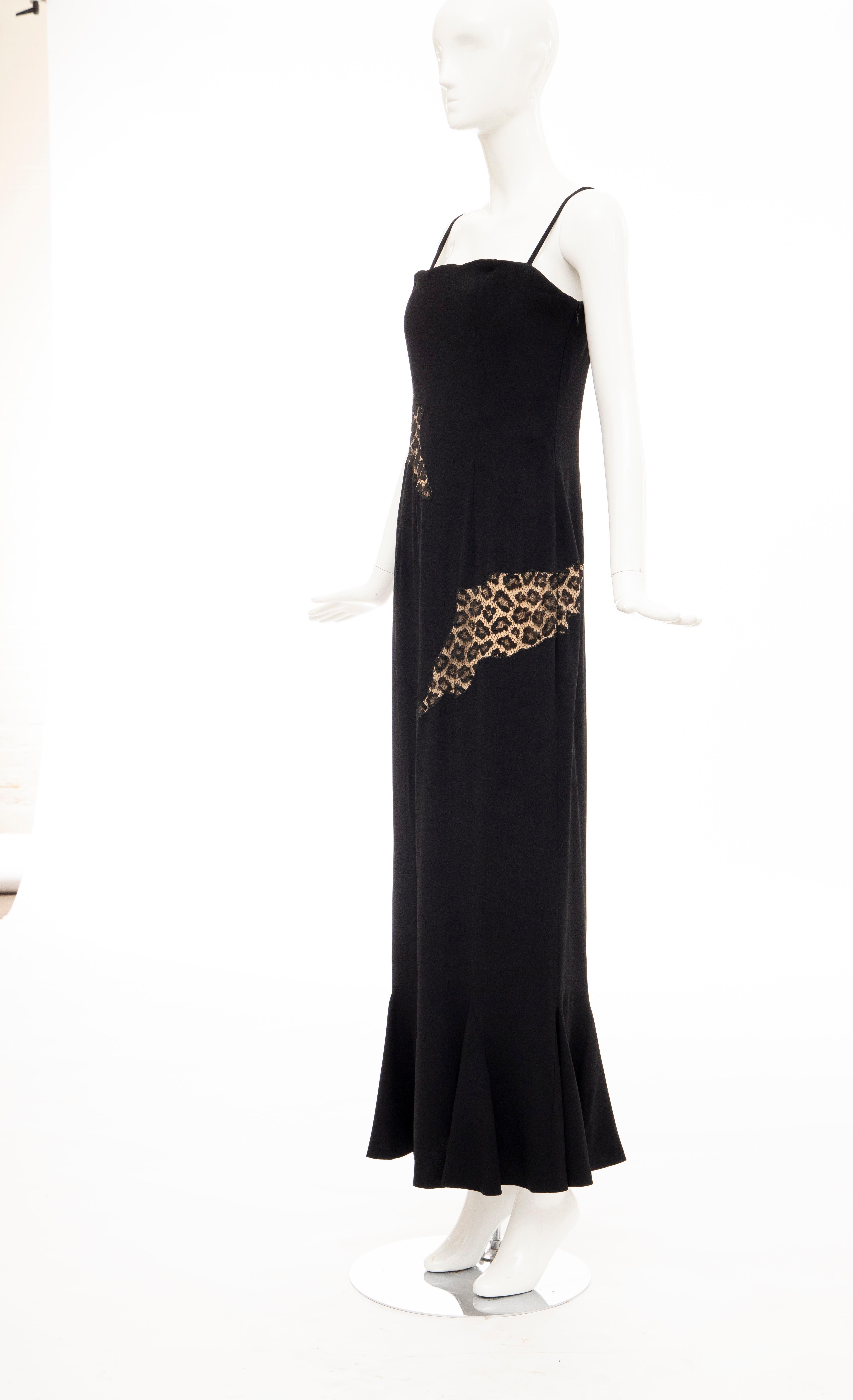 Alexander McQueen Givenchy Couture Black Leopard Lace Evening Dress, Fall 1997 For Sale 5