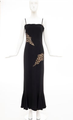 Alexander McQueen Givenchy Couture Black Leopard Lace Evening Dress, Fall 1997