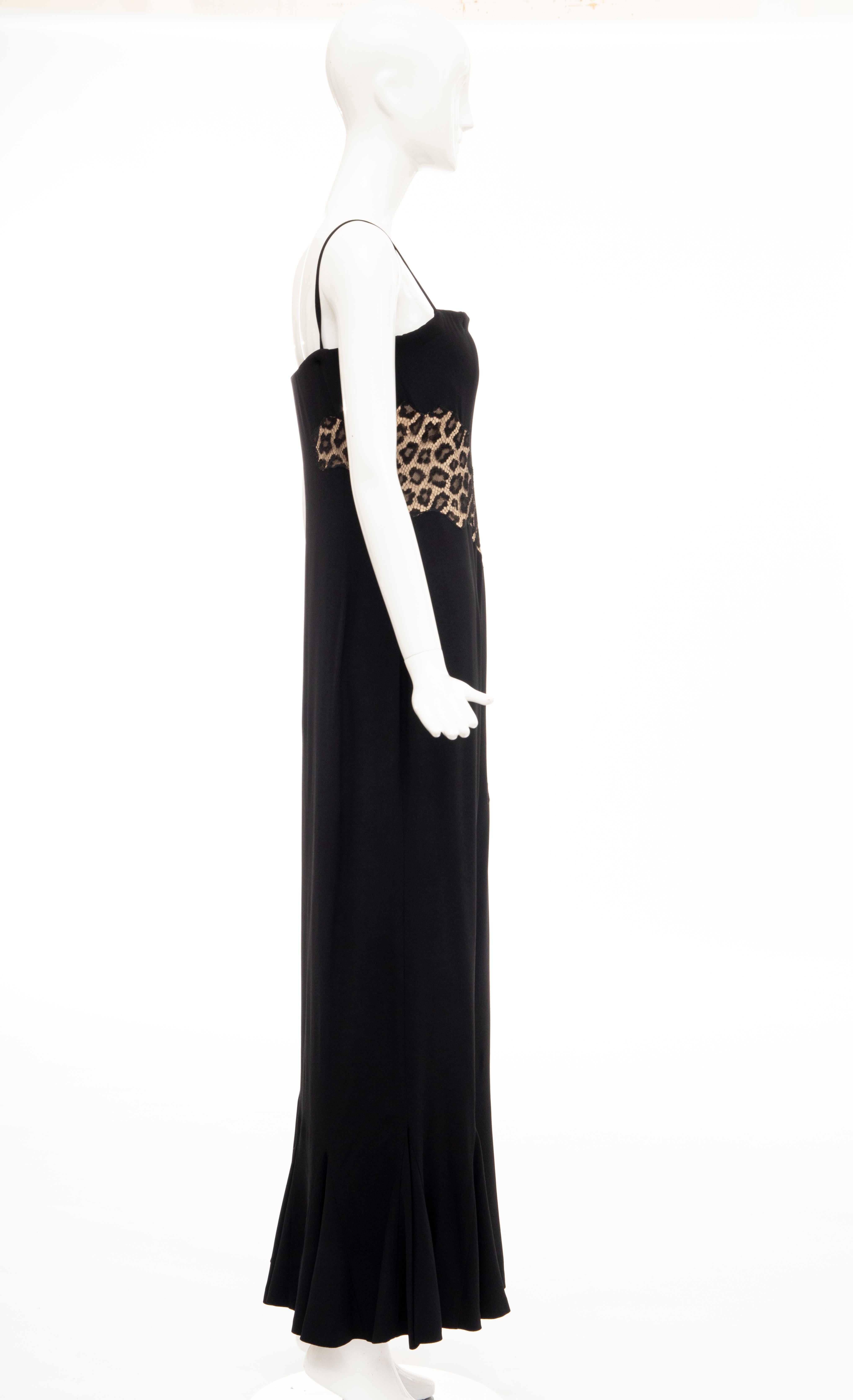 Alexander McQueen Givenchy Couture Black Leopard Lace Evening Dress, Fall 1997 In Excellent Condition For Sale In Cincinnati, OH