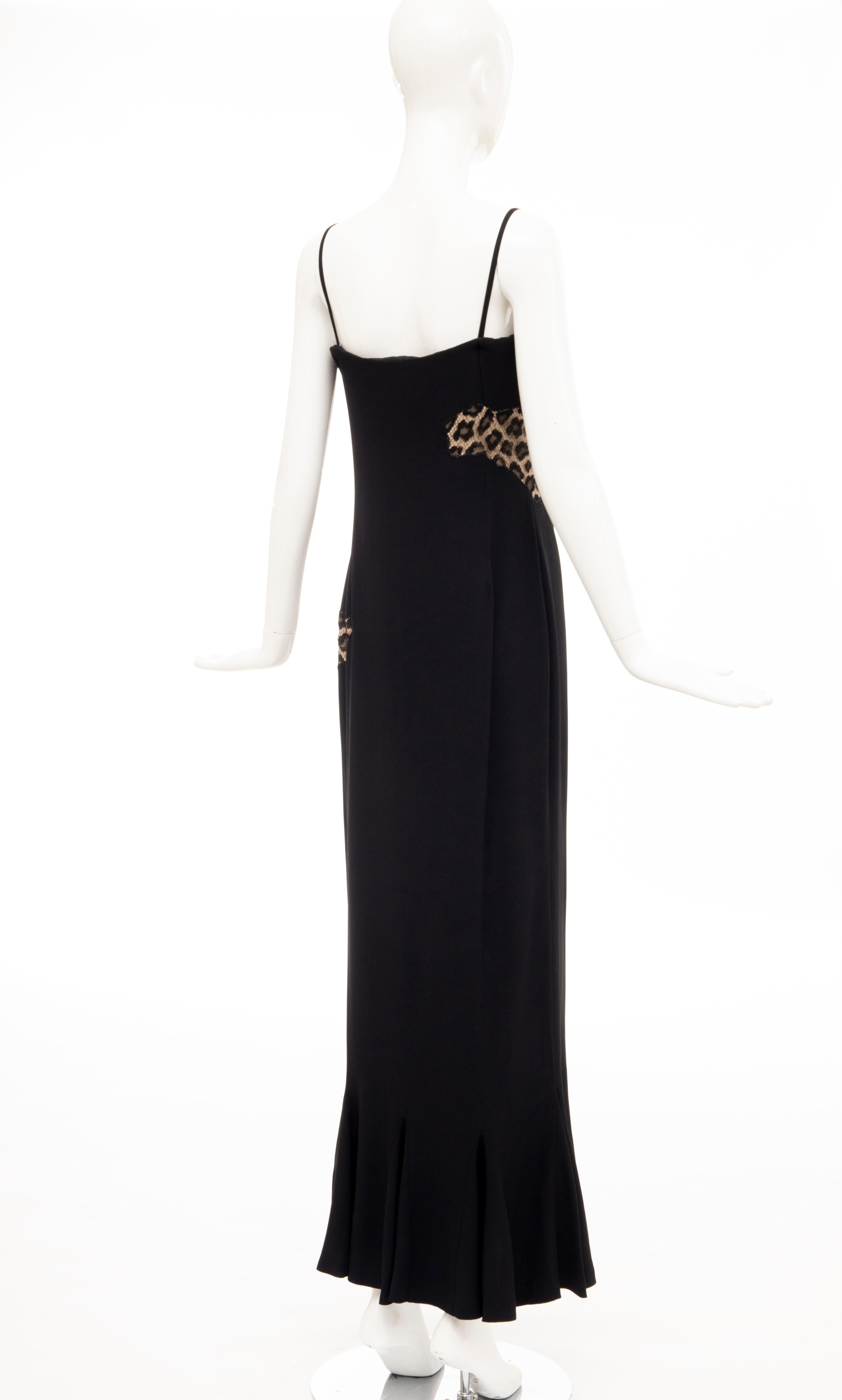 Women's Alexander McQueen Givenchy Couture Black Leopard Lace Evening Dress, Fall 1997 For Sale