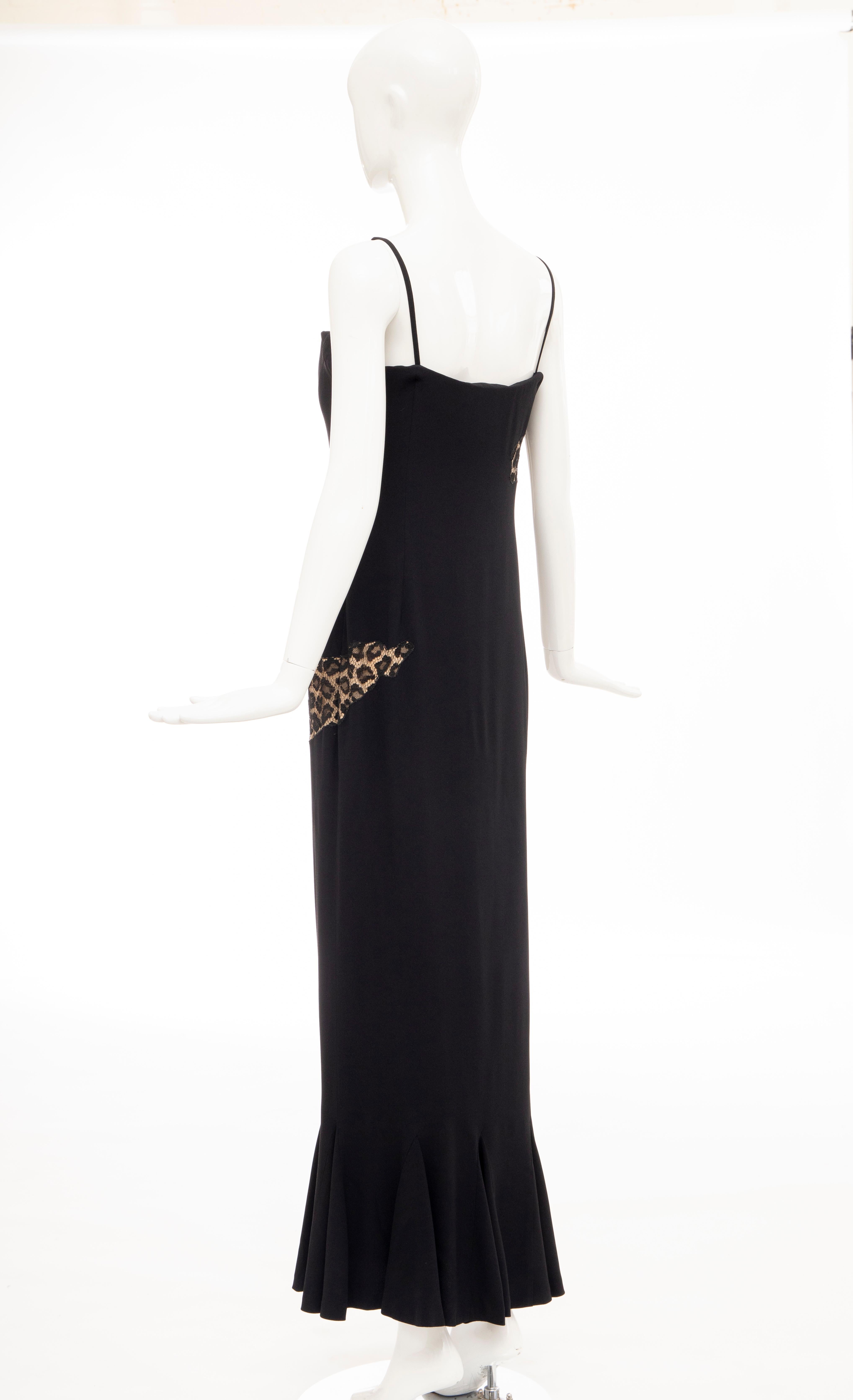 Alexander McQueen Givenchy Couture Black Leopard Lace Evening Dress, Fall 1997 For Sale 2