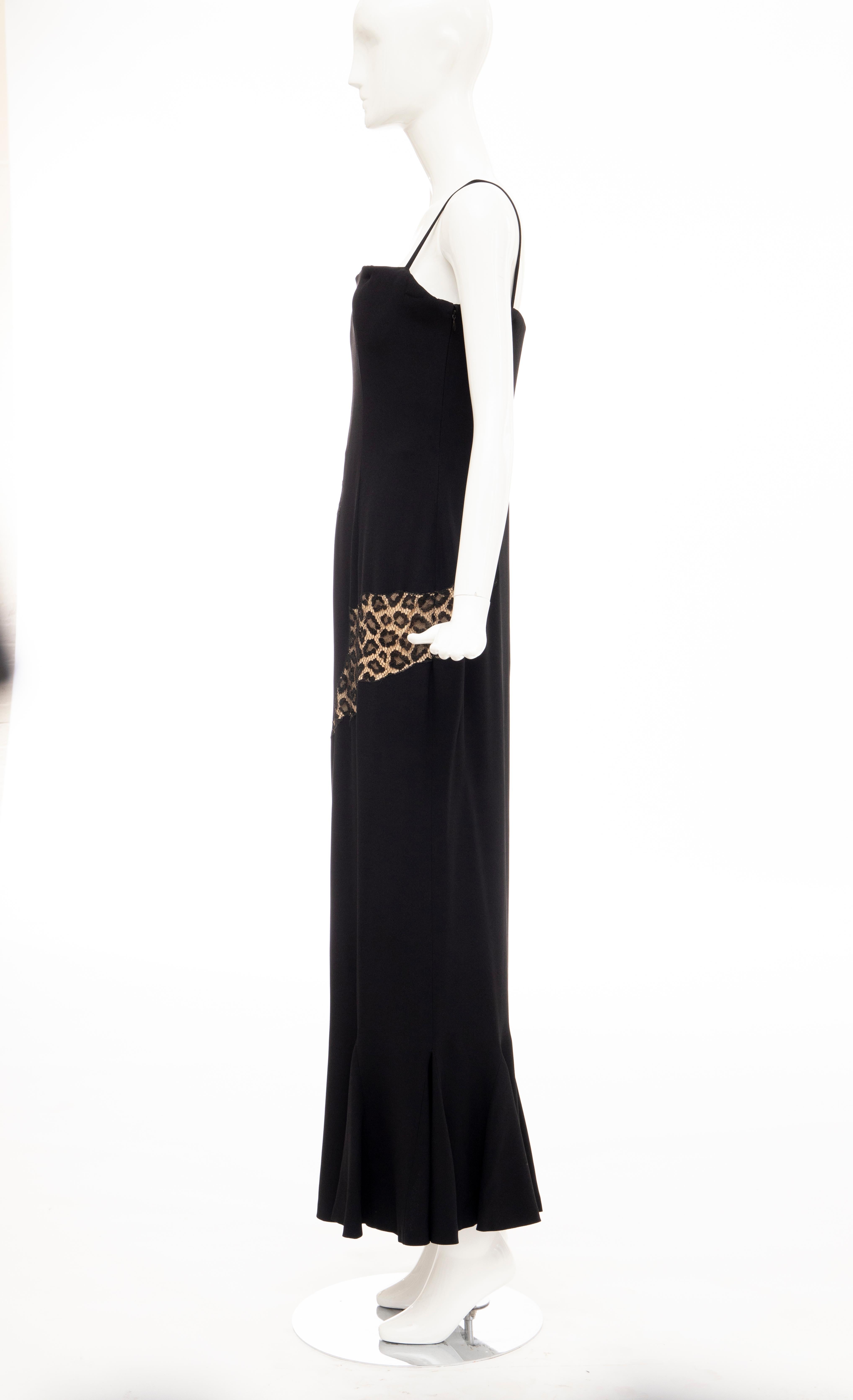 Alexander McQueen Givenchy Couture Black Leopard Lace Evening Dress, Fall 1997 For Sale 3