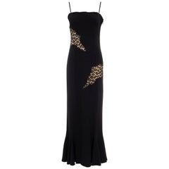 Vintage Alexander McQueen Givenchy Couture Black Leopard Lace Evening Dress, Fall 1997