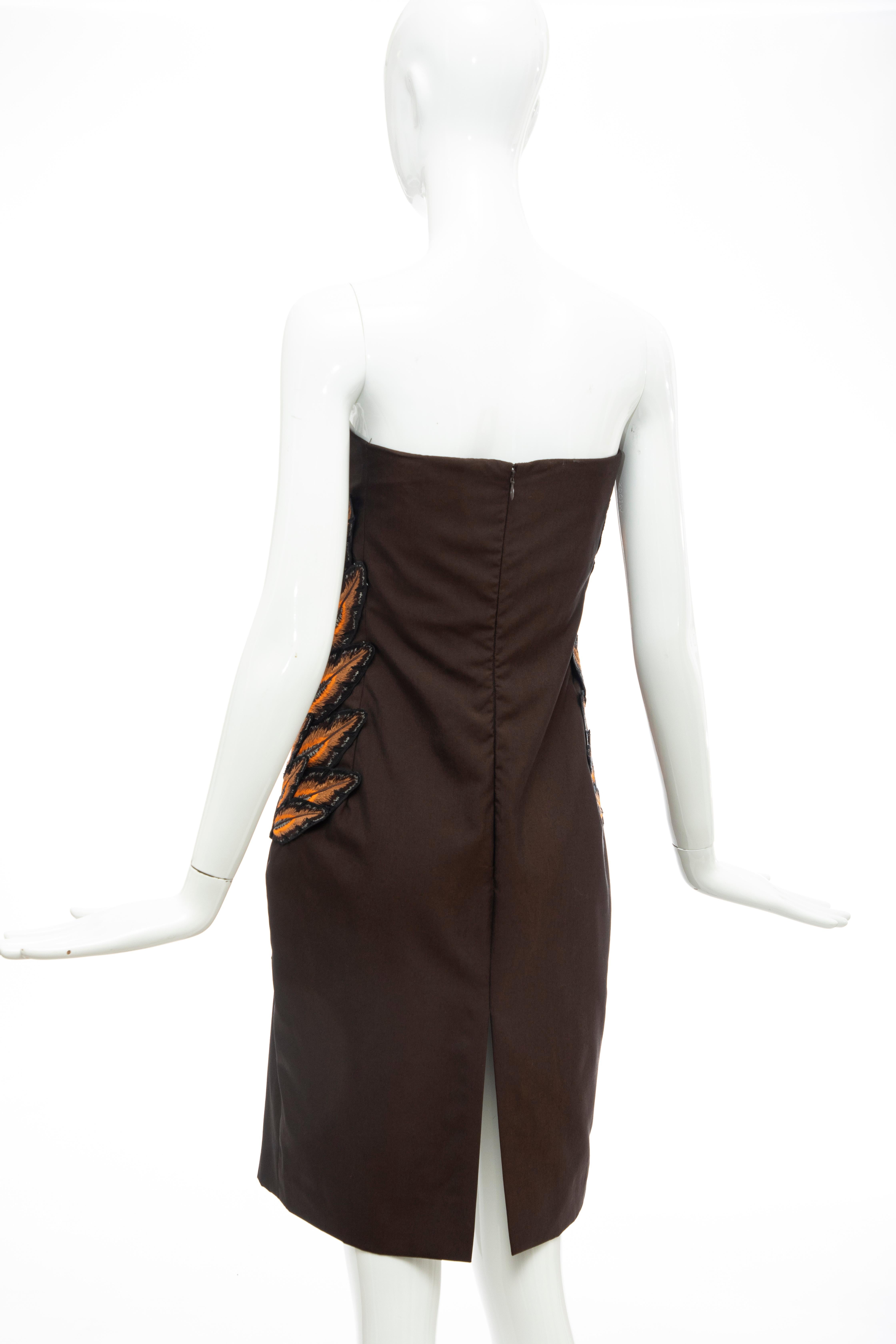 Alexander McQueen Givenchy Couture Strapless Wool Embroidered Dress, Spring 1998 For Sale 4