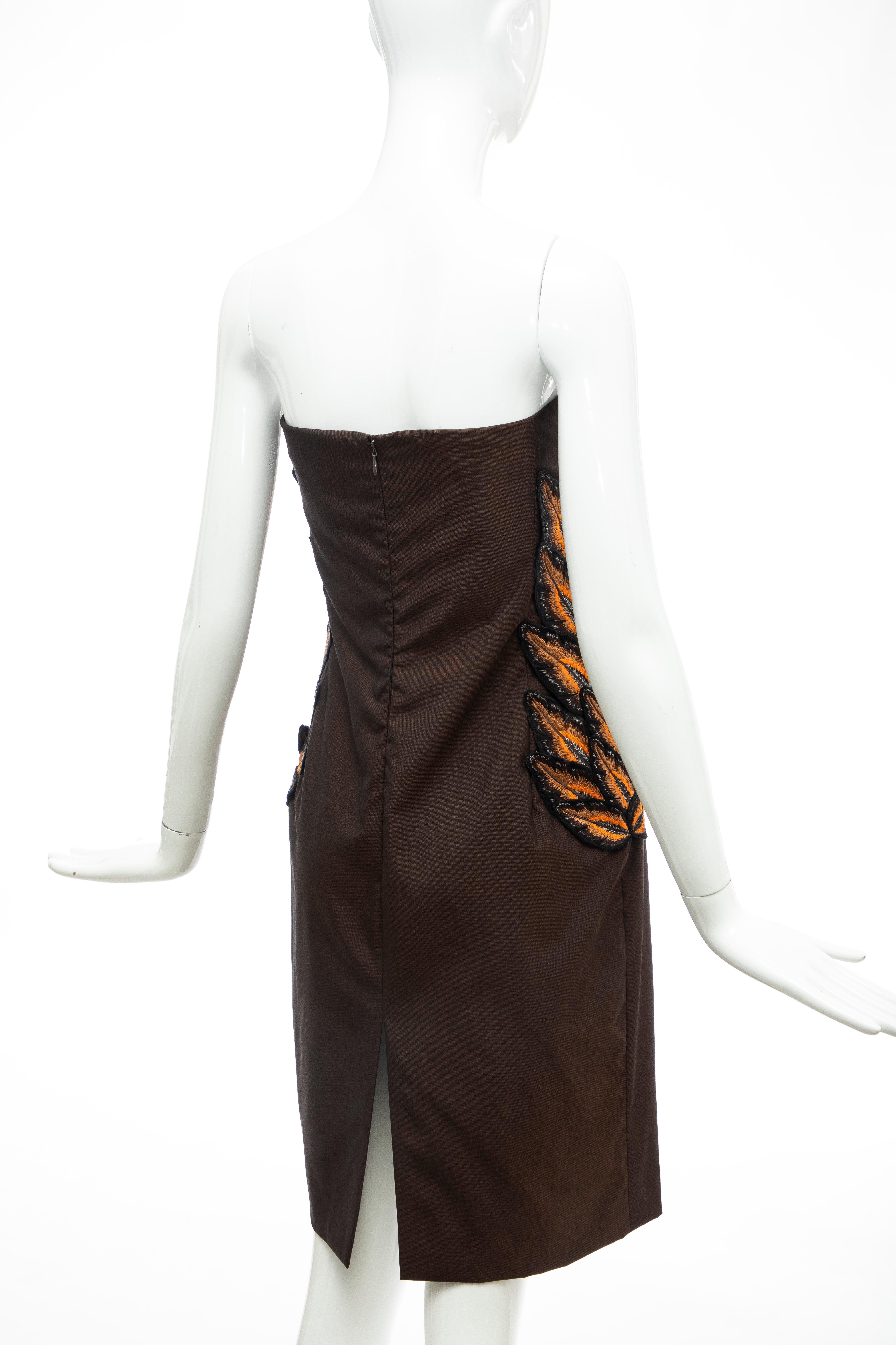 Alexander McQueen Givenchy Couture Strapless Wool Embroidered Dress, Spring 1998 For Sale 5