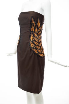 Alexander McQueen Givenchy Couture Strapless Wool Embroidered Dress, Spring 1998